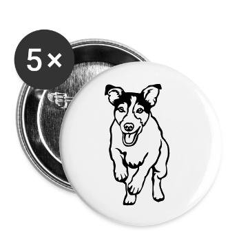 Jack Russell Terrier - Lot de 5 petits badges (25 mm) - blanc - Devant