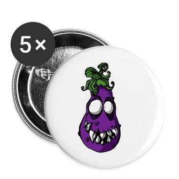 Légume aubergine - Lot de 5 petits badges (25 mm) - blanc - Devant