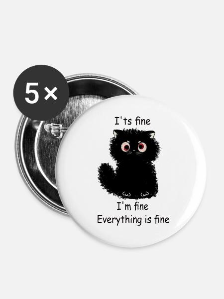Cute Kitty - Buttons klein 25 mm (5er Pack) - Weiß