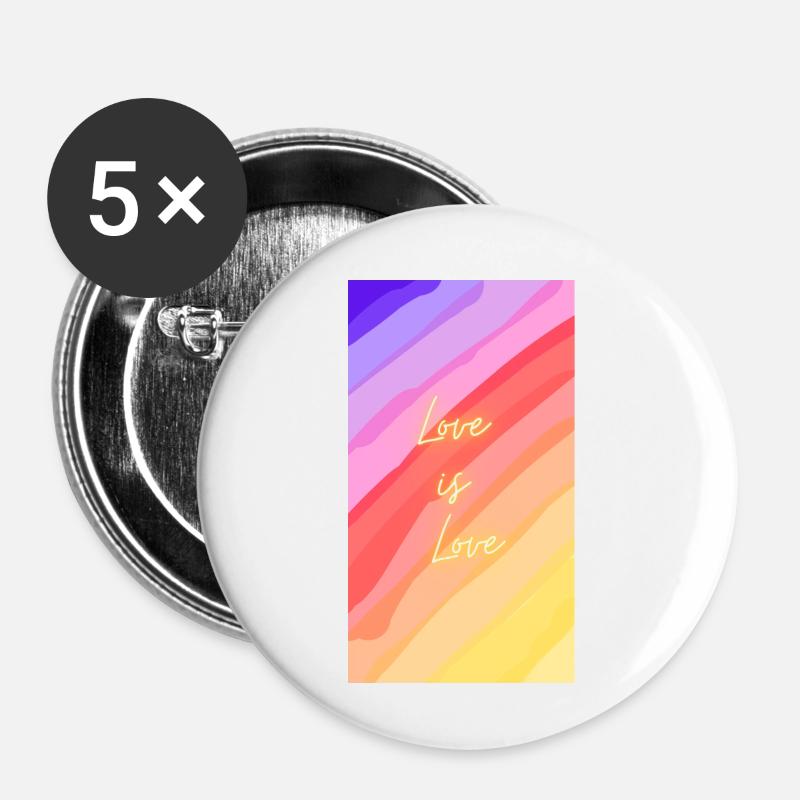 Love is Love - Buttons klein 25 mm (5er Pack) - Weiß