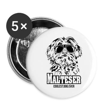 MALTESER coolest dog ever dog saying - Buttons small 1''/25 mm (5-pack) - white - Front