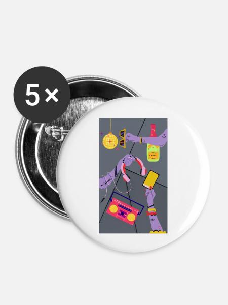 Partei - Buttons klein 25 mm (5er Pack) - Weiß
