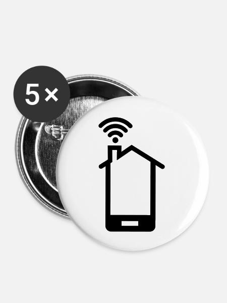 Smartphone huis logo Home WIFI - Buttons klein 25 mm (5er Pack) - Weiß