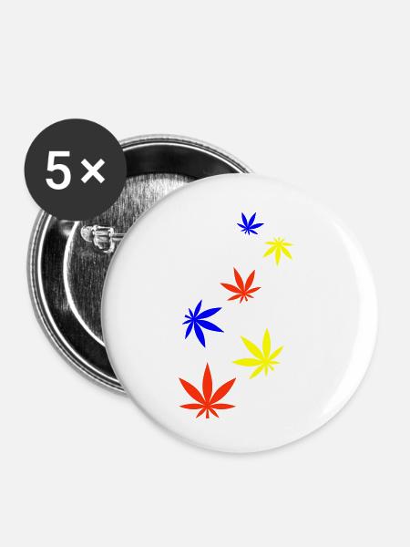 Hanf Blatt Icon - Buttons klein 25 mm (5er Pack) - Weiß