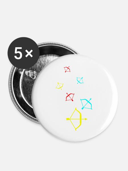 Pfeil und Bogen - Buttons klein 25 mm (5er Pack) - Weiß