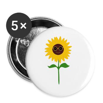 Hippie Sunflower Music Festival Outfit - Buttons small 1''/25 mm (5-pack) - white - Front