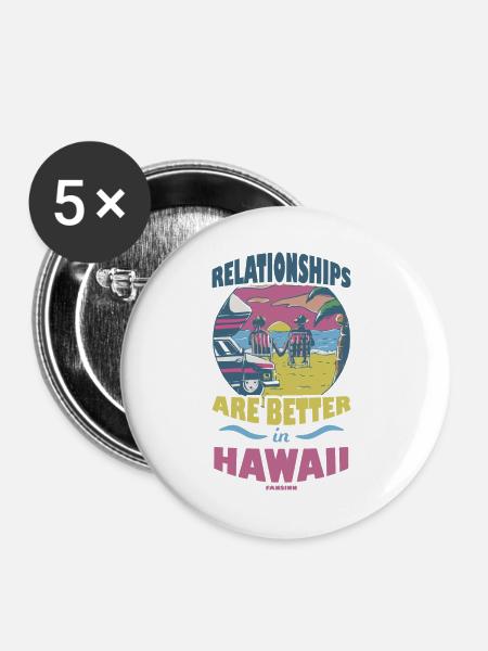 Hawaii - Buttons klein 25 mm (5er Pack) - Weiß