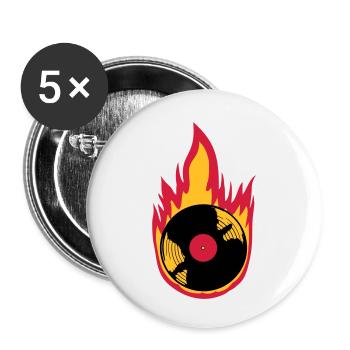 Musique de disque vinyle Fire - Lot de 5 petits badges (25 mm) - blanc - Devant