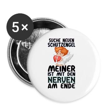 Suche Schutzengel Nerven - Buttons klein 25 mm (5er Pack) - Weiß - Vorne