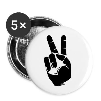 Symbole de signe de paix Icône de la main du doigt Logo - Lot de 5 petits badges (25 mm) - blanc - Devant