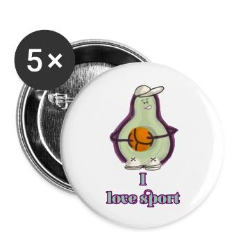 Avocado-Training - Buttons klein 25 mm (5er Pack) - Weiß - Vorne