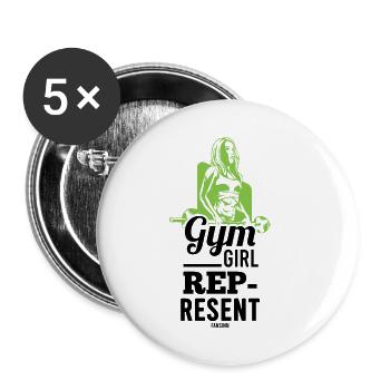Fitness Frau Sport - Buttons klein 25 mm (5er Pack) - Weiß - Vorne
