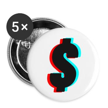 Dollar - Lot de 5 petits badges (25 mm) - blanc - Devant