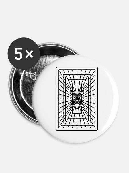 Geometrisches Rechteck - Buttons klein 25 mm (5er Pack) - Weiß