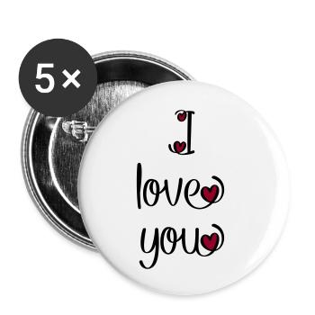 I love you - Buttons klein 25 mm (5er Pack) - Weiß - Vorne