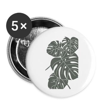 Monstera digital Art vert/blanc - Lot de 5 petits badges (25 mm) - blanc - Devant