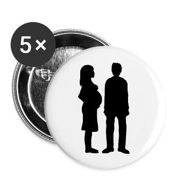 Schwangere Frau Mann arm - Buttons klein 25 mm (5er Pack) - Weiß - Vorne