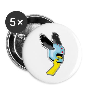 Fliegende Helme - Buttons klein 25 mm (5er Pack) - Weiß - Vorne