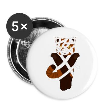 Panda roux déguisé en momie pour Halloween - Lot de 5 petits badges (25 mm) - blanc - Devant