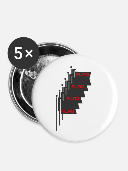 Multi Flaggen - Buttons klein 25 mm (5er Pack) - Weiß