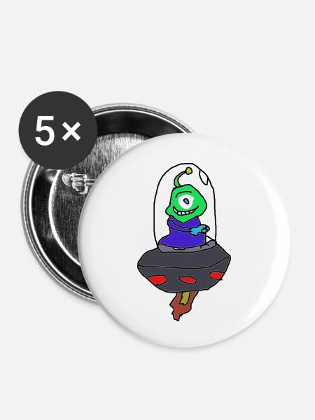 Alien Wear "DAN" - Buttons klein 25 mm (5er Pack) - Weiß