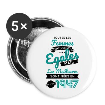 Anniversaire 75 ans - Meilleures Décembre 1947 - Lot de 5 petits badges (25 mm) - blanc - Devant