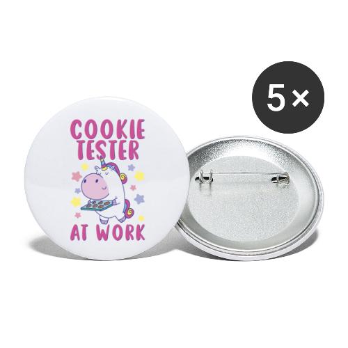 Cookie Tester At Work - Einhorn mit Keksen - Buttons klein 25 mm (5er Pack)
