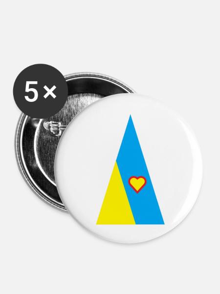 LoveUkraine - Buttons klein 25 mm (5er Pack) - Weiß