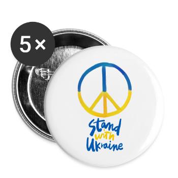 Stand with Ukraine - Buttons small 1''/25 mm (5-pack) - white - Front