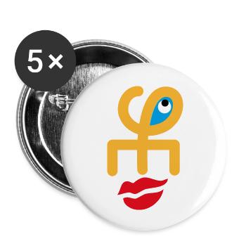 visage smile - Lot de 5 petits badges (25 mm) - blanc - Devant