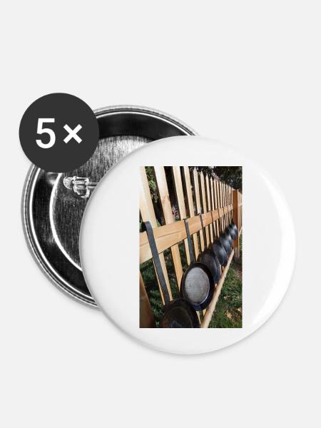 Pfannen am Zaun - Buttons klein 25 mm (5er Pack) - Weiß