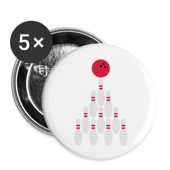 Bowling Kegeln Conception de boules - Lot de 5 petits badges (25 mm) - blanc - Devant