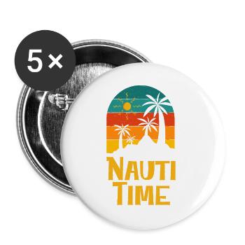 Nautical Time Summer Trip Vacation Tropical Beach - Buttons small 1''/25 mm (5-pack) - white - Front