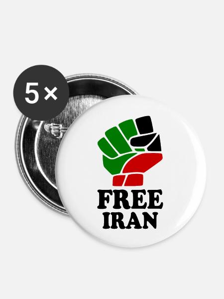Free iran - Buttons klein 25 mm (5er Pack) - Weiß