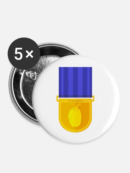Habanero Medaille - Buttons klein 25 mm (5er Pack) - Weiß