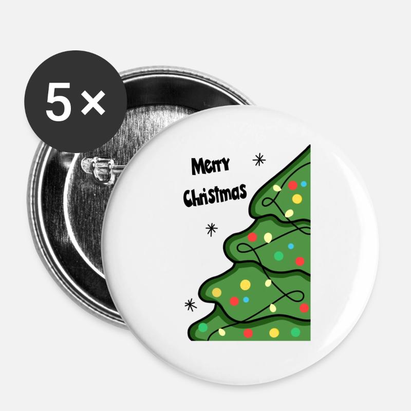 Joyeux Noël - Lot de 5 petits badges (25 mm) - blanc