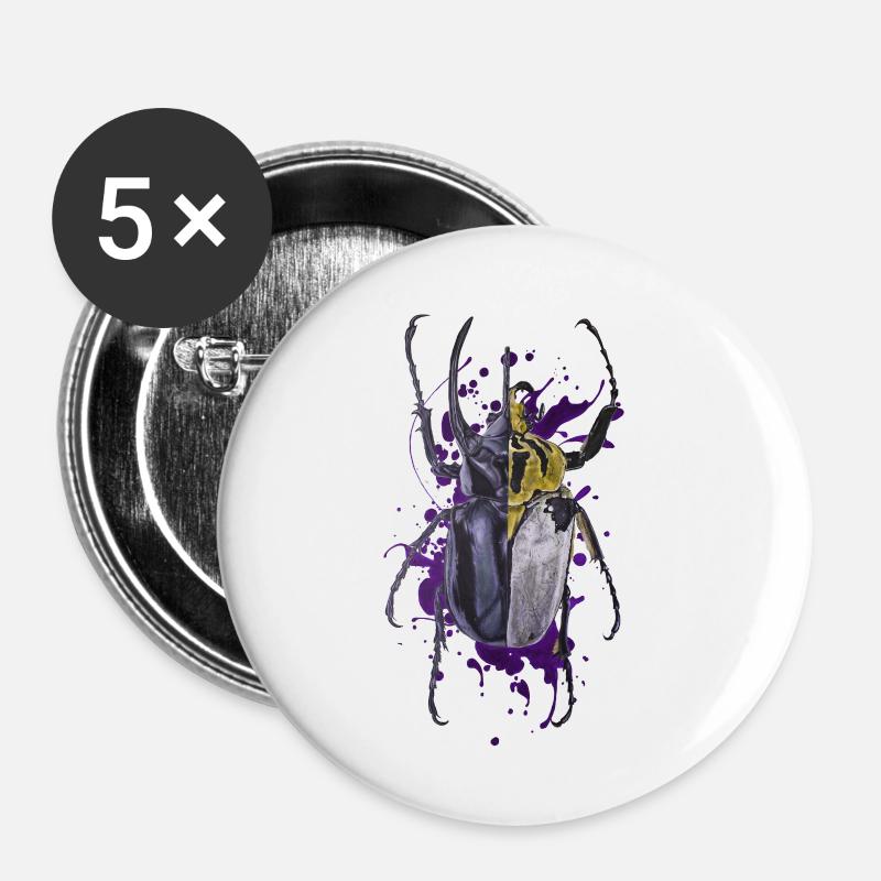 Coleoptera beetle beetle insect - Buttons small 1''/25 mm (5-pack) - white
