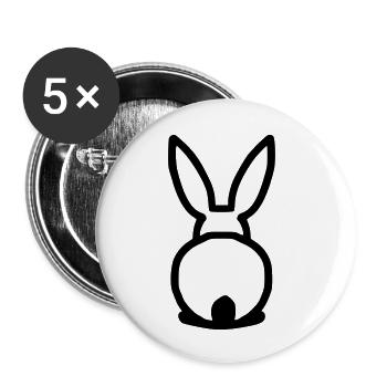 cute rabbit from behind - Buttons small 1''/25 mm (5-pack) - white - Front