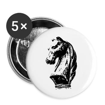 Pferd, Schach & Springer - Buttons klein 25 mm (5er Pack) - Weiß - Vorne