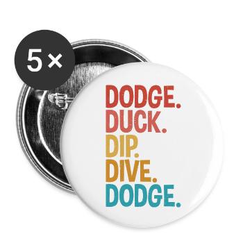Canard, plongeon, plongée pour joueur de ballon chasseur Unique - Lot de 5 petits badges (25 mm) - blanc - Devant