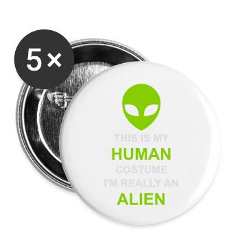 Citation extraterrestre de costume humain - Lot de 5 petits badges (25 mm) - blanc - Devant