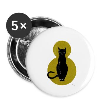 Chat sur fond doré - Lot de 5 petits badges (25 mm) - blanc - Devant