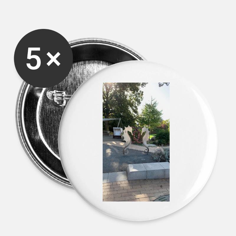 kunst seepferdchen - Buttons klein 25 mm (5er Pack) - Weiß