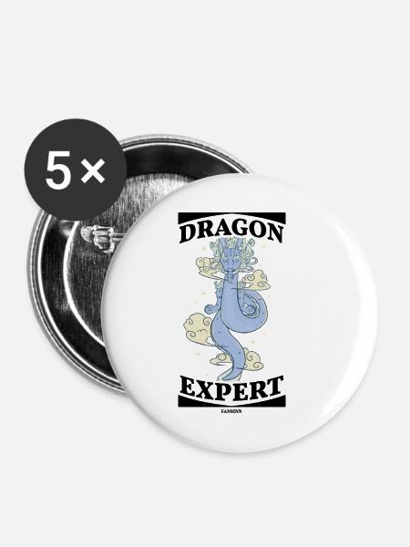 Dragon Expert - Buttons klein 25 mm (5er Pack) - Weiß
