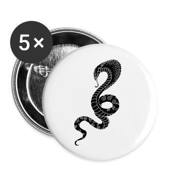 Serpent - Lot de 5 petits badges (25 mm) - blanc - Devant
