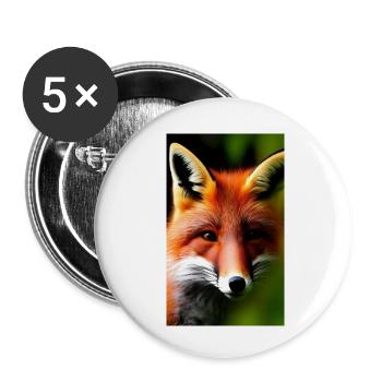 Cool Comic Portrait of a Fox in the forest drawing - Buttons small 1''/25 mm (5-pack) - white - Front