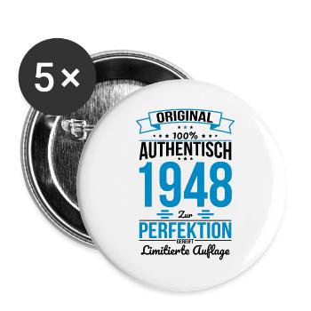 75. Geburtstag - Original 1948 100% Authentisch - Buttons klein 25 mm (5er Pack) - Weiß - Vorne
