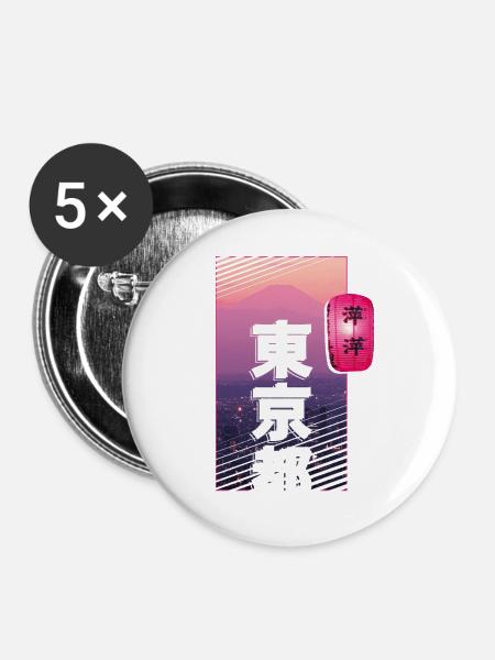 TOKIO, JAPAN - Buttons klein 25 mm (5er Pack) - Weiß