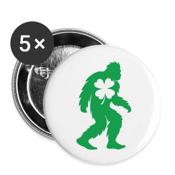 Bigfoot Shamrock Gold Funny St Patrick’s - Lot de 5 petits badges (25 mm) - blanc - Devant