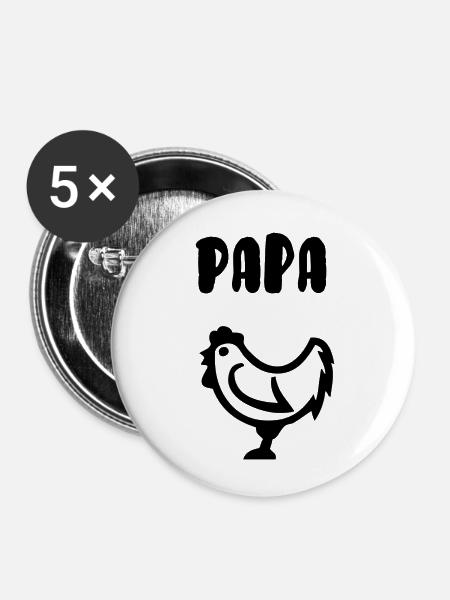 Papa Henne - Buttons klein 25 mm (5er Pack) - Weiß